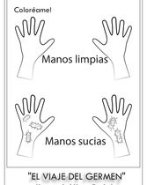 Hoja para colorear - Manos limpias y sucias